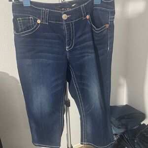 Seven7 Women's Dark Blue Denim Bermudas